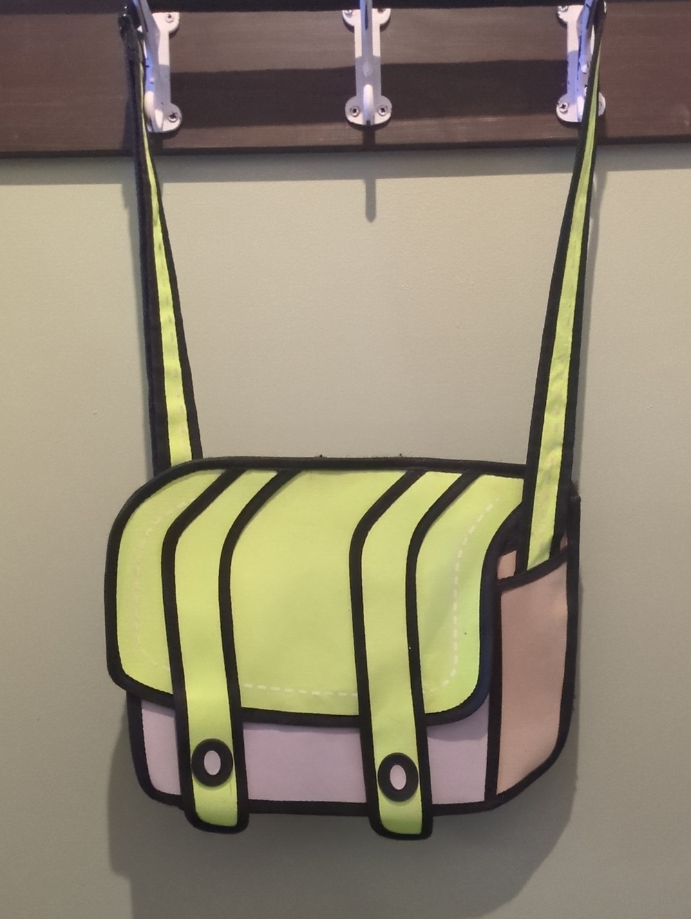 Novelty 2D Cartoon Messenger Crossbody Bag Comic Pop Art Yellow Shoulder Purse